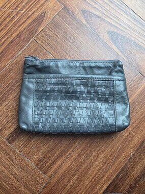 Etsy Small Gray Woven Vegan Leather Zip Pouch Wallet
